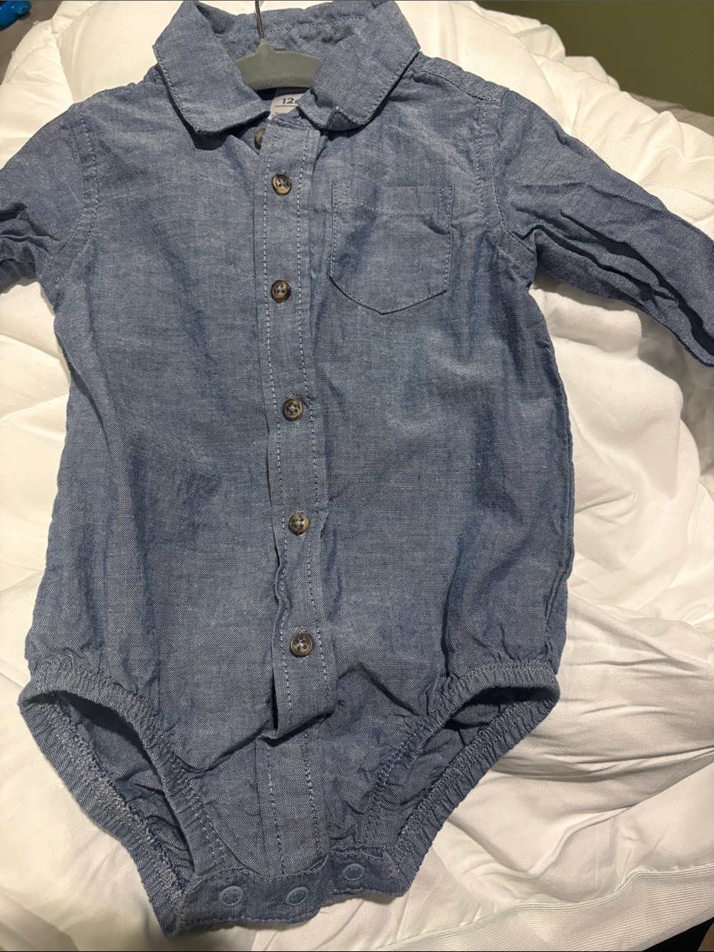 Carter's Chambray Button-Front Baby One-Piece in Blue
